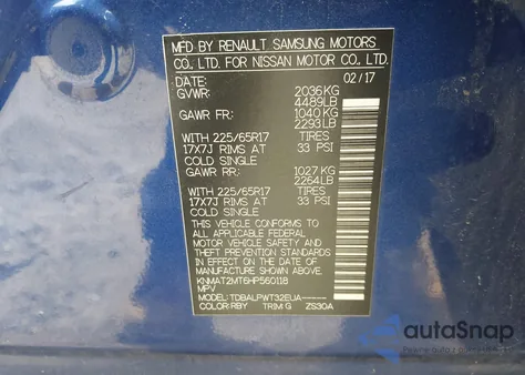 2017 Nissan Rogue S из США, поврежденный, VIN KNMAT2MT6HP560118